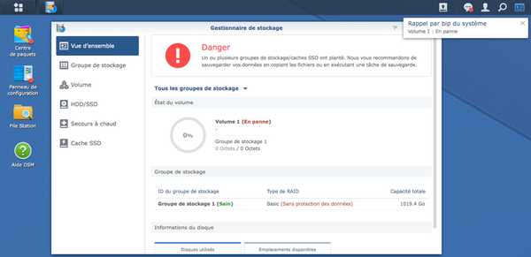 Réparation d'un volume en panne sur Synology